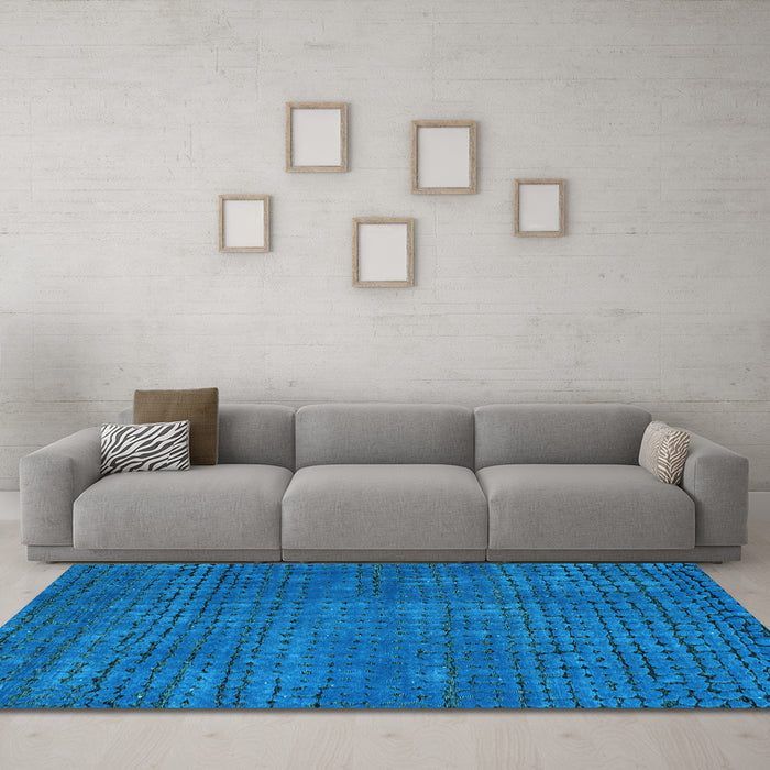 Machine Washable Abstract Light Blue Modern Rug in a Living Room, wshabs4378lblu