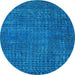 Round Machine Washable Abstract Light Blue Modern Rug, wshabs4378lblu