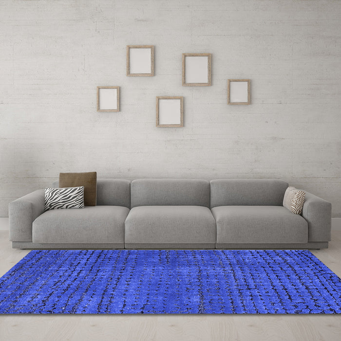 Machine Washable Abstract Blue Modern Rug in a Living Room, wshabs4378blu