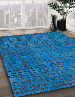 Machine Washable Abstract Blue Rug in a Family Room, wshabs4378