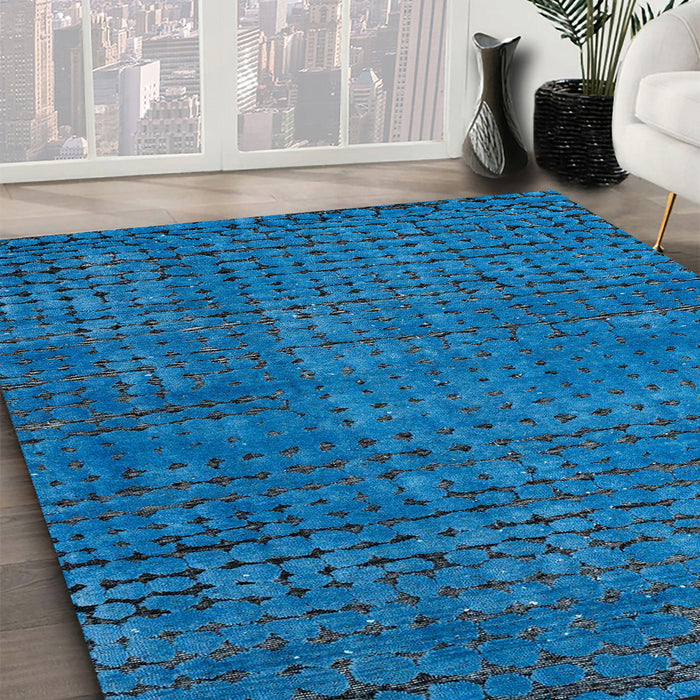 Machine Washable Abstract Blue Rug in a Family Room, wshabs4378