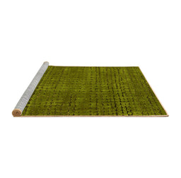 Sideview of Machine Washable Abstract Yellow Modern Rug, wshabs4378yw