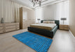 Abstract Blue Modern Rug in a Bedroom, abs4378