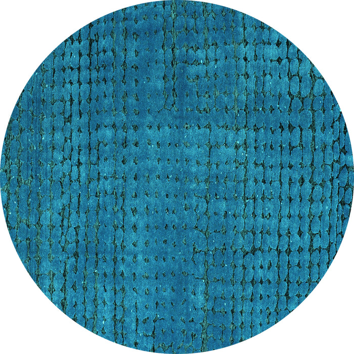 Round Machine Washable Abstract Turquoise Modern Area Rugs, wshabs4378turq