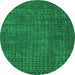 Round Abstract Green Modern Rug, abs4378grn