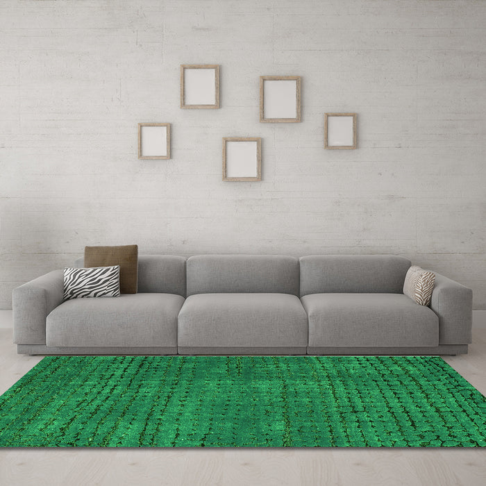 Machine Washable Abstract Green Modern Area Rugs in a Living Room,, wshabs4378grn
