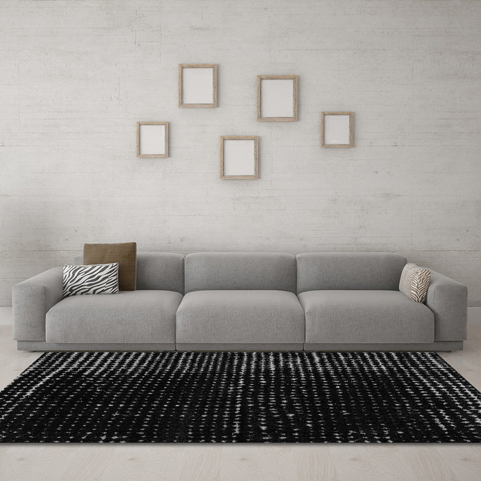 Machine Washable Abstract Gray Modern Rug in a Living Room,, wshabs4379gry
