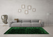 Machine Washable Abstract Green Modern Area Rugs in a Living Room,, wshabs4379grn