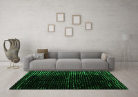 Machine Washable Abstract Green Modern Rug, wshabs4379grn