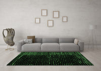 Machine Washable Abstract Emerald Green Modern Rug, wshabs4379emgrn