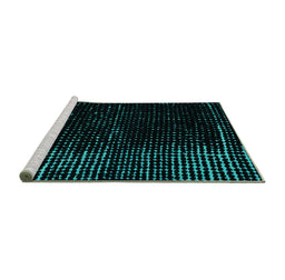 Sideview of Machine Washable Abstract Turquoise Modern Area Rugs, wshabs4379turq