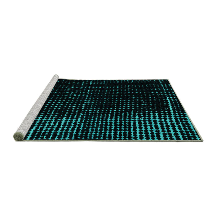 Sideview of Machine Washable Abstract Turquoise Modern Area Rugs, wshabs4379turq