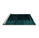 Sideview of Machine Washable Abstract Turquoise Modern Area Rugs, wshabs4379turq