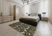 Abstract Copper Green Modern Rug in a Bedroom, abs437