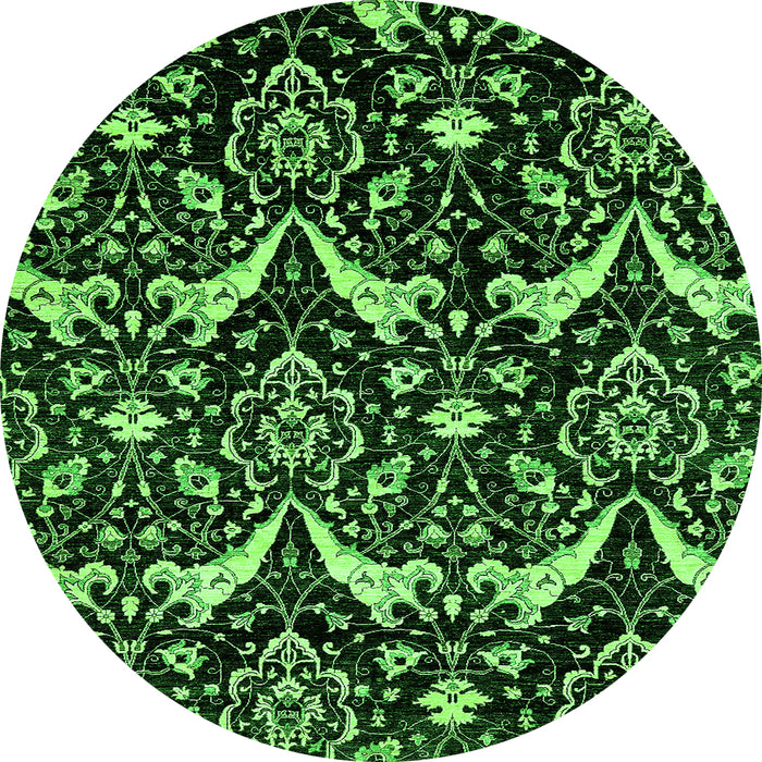 Round Abstract Green Modern Rug, abs437grn