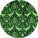 Round Abstract Green Modern Rug, abs437grn