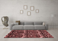 Machine Washable Abstract Red Modern Rug, wshabs437red