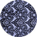 Round Abstract Blue Modern Rug, abs437blu