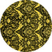 Round Abstract Yellow Modern Rug, abs437yw