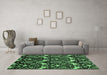 Machine Washable Abstract Emerald Green Modern Area Rugs in a Living Room,, wshabs437emgrn