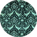 Round Abstract Light Blue Modern Rug, abs437lblu