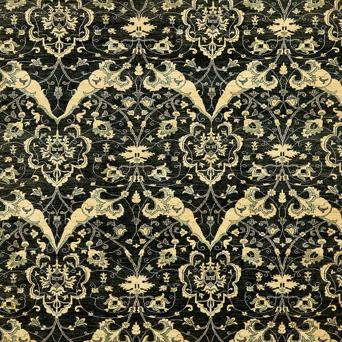 Square Machine Washable Abstract Brass Green Rug, wshabs437