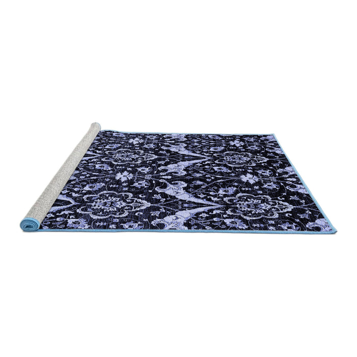 Sideview of Machine Washable Abstract Blue Modern Rug, wshabs437blu
