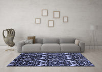 Machine Washable Abstract Blue Modern Rug, wshabs437blu