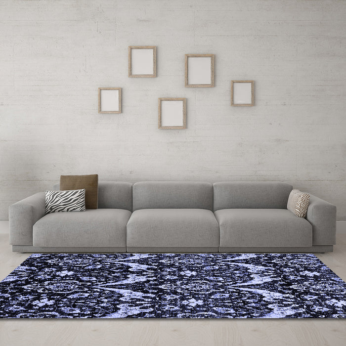 Machine Washable Abstract Blue Modern Rug in a Living Room, wshabs437blu