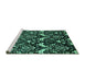 Sideview of Machine Washable Abstract Turquoise Modern Area Rugs, wshabs437turq