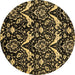 Round Machine Washable Abstract Brown Modern Rug, wshabs437brn