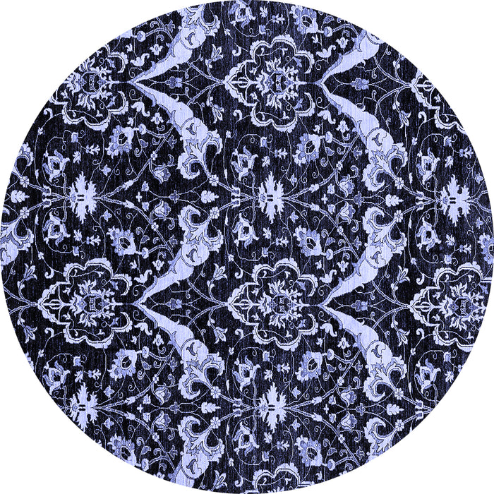 Round Machine Washable Abstract Blue Modern Rug, wshabs437blu