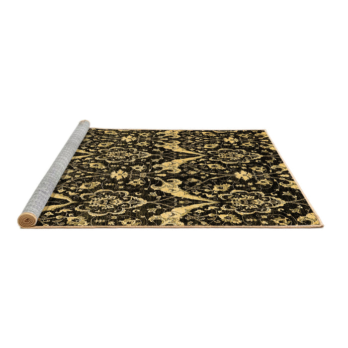 Sideview of Machine Washable Abstract Brown Modern Rug, wshabs437brn