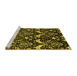 Sideview of Machine Washable Abstract Yellow Modern Rug, wshabs437yw