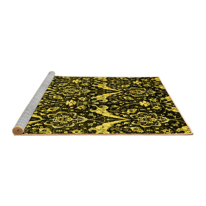 Sideview of Machine Washable Abstract Yellow Modern Rug, wshabs437yw