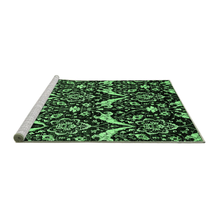 Sideview of Machine Washable Abstract Emerald Green Modern Area Rugs, wshabs437emgrn