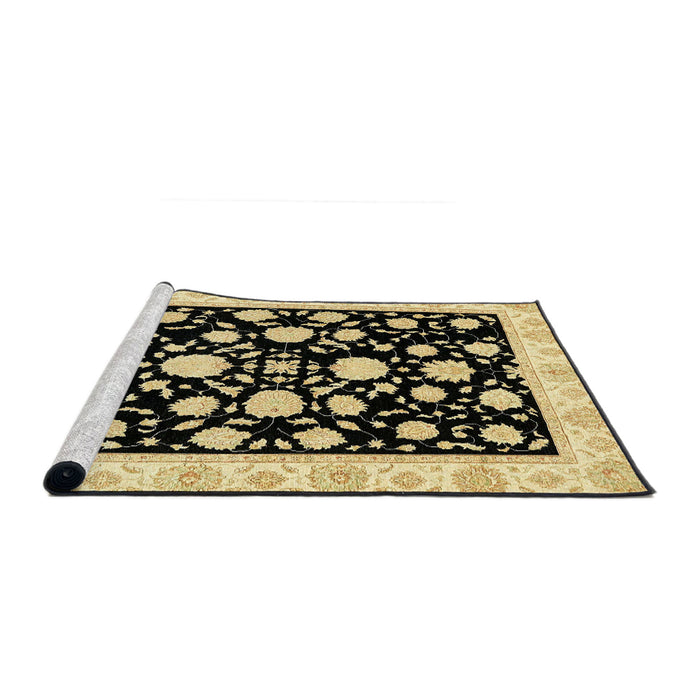 Sideview of Machine Washable Abstract Mustard Yellow Rug, wshabs438