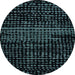 Round Abstract Black Modern Rug, abs4380