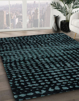 Abstract Black Modern Rug in Family Room, abs4380