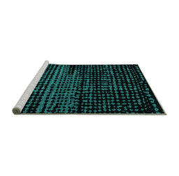 Sideview of Machine Washable Abstract Turquoise Modern Area Rugs, wshabs4380turq