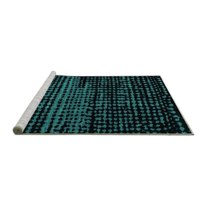 Sideview of Machine Washable Abstract Turquoise Modern Area Rugs, wshabs4380turq