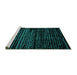 Sideview of Machine Washable Abstract Turquoise Modern Area Rugs, wshabs4380turq