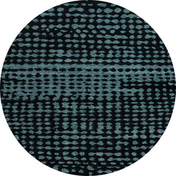 Round Machine Washable Abstract Black Rug, wshabs4380