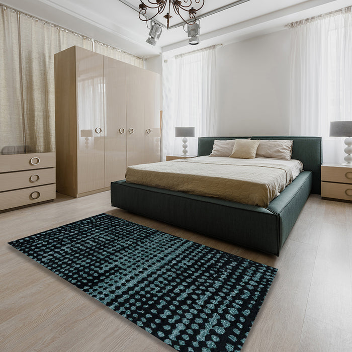 Machine Washable Abstract Black Rug in a Bedroom, wshabs4380