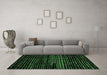 Machine Washable Abstract Emerald Green Modern Area Rugs in a Living Room,, wshabs4380emgrn