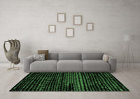 Machine Washable Abstract Emerald Green Modern Rug, wshabs4380emgrn