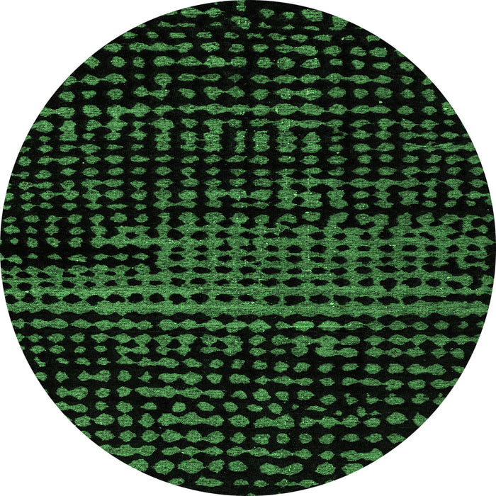 Round Abstract Emerald Green Modern Rug, abs4380emgrn