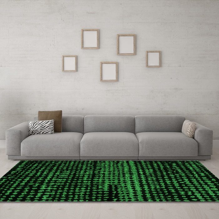 Machine Washable Abstract Green Modern Area Rugs in a Living Room,, wshabs4380grn