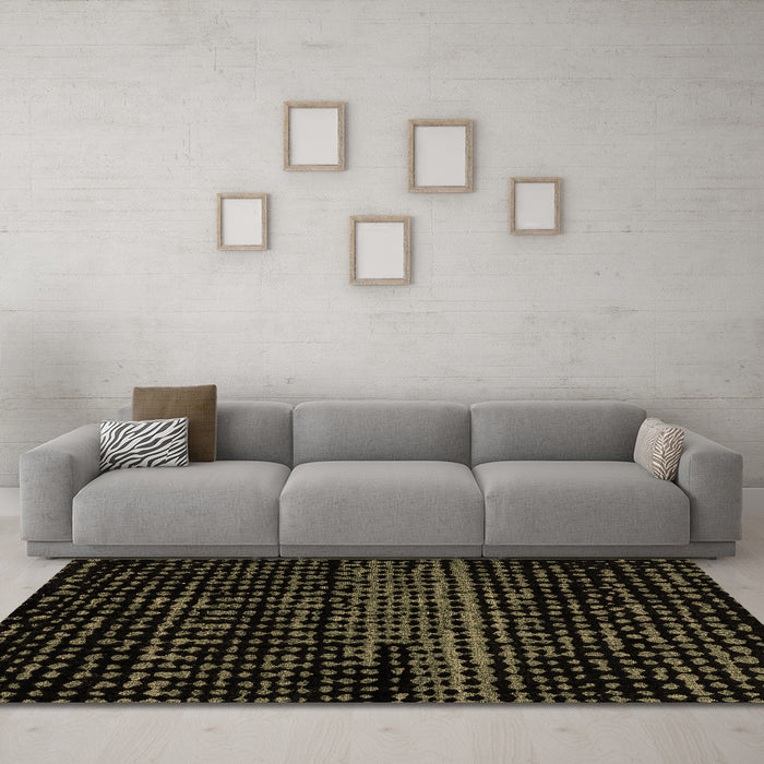 Machine Washable Abstract Brown Modern Rug in a Living Room,, wshabs4380brn