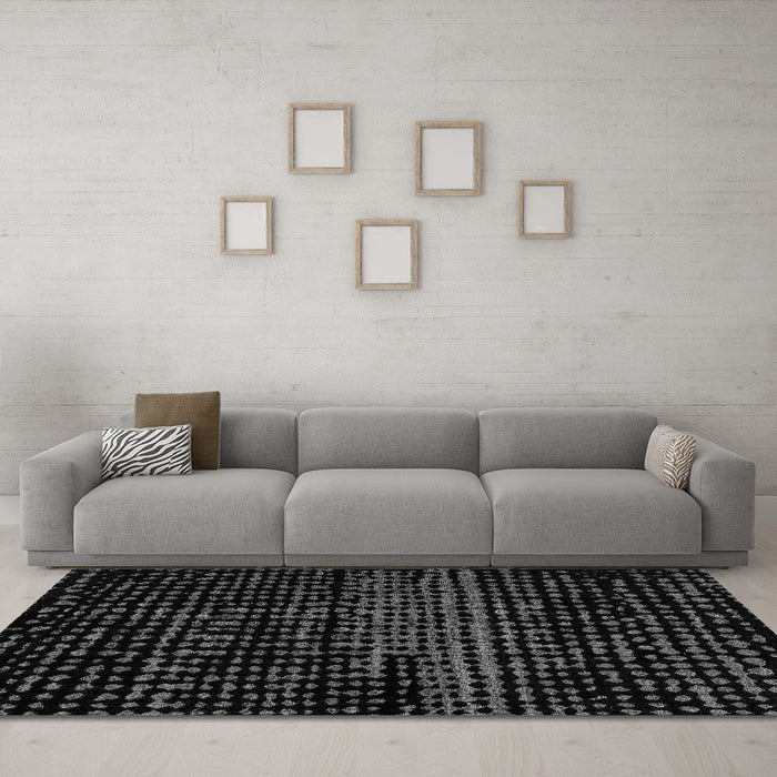 Machine Washable Abstract Gray Modern Rug in a Living Room,, wshabs4380gry